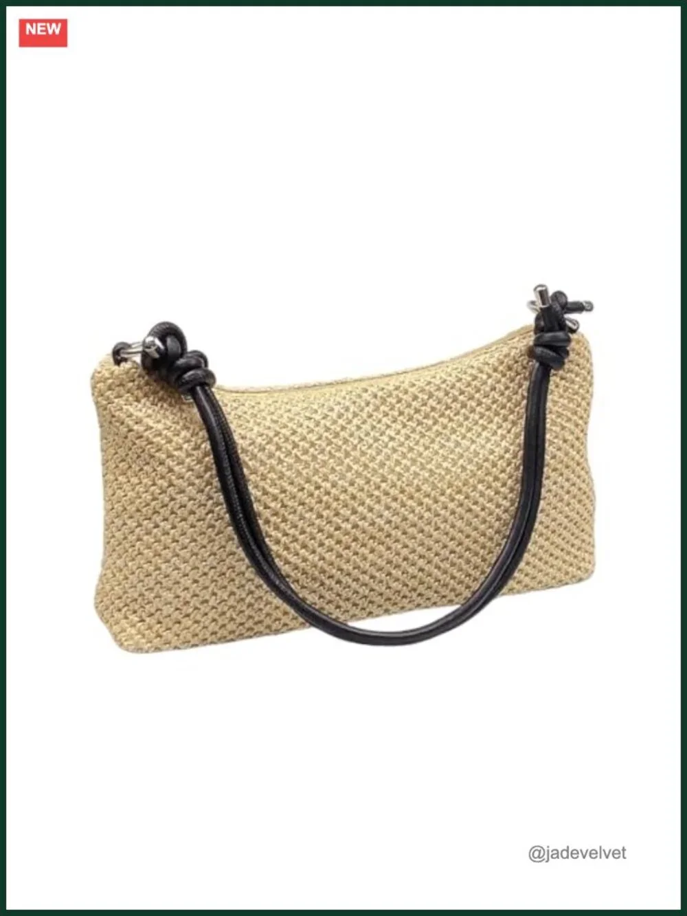 Woven Straw Hobo Handbag with Knotted Double Shoulder Strap for Beach